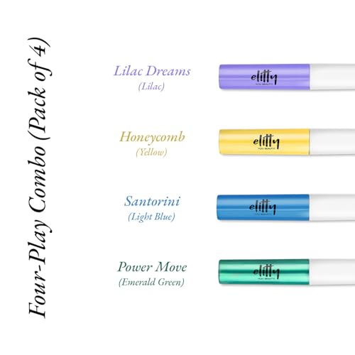 Image of Elitty Four Play Pop Colour Waterproof Liquid Eyeliner Combo | Matte Shades (Yellow, Lilac, Light Blue) & Metallic Shades (Emerald Green) | Lasts Upto 12 Hrs | 1 ML Each