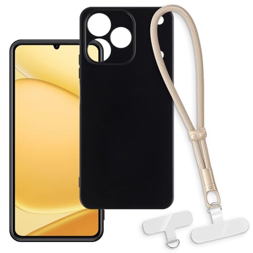 OAGELIM 2-in-1�ی�P�[�X�ƃ��X�g�X�g���b�v OPPO Realme Note 80 4G �Ƃ̌݊������� ���O���\�ȃ��j���[�h�t���d�b�J�o�[�A����~�ߕ����h�~�O���b�v�n���h�� (�u���b�N + �S�[���h)