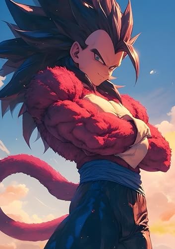 Image of NIJUKA Anime Printed A4 Size Metal sheet Poster For Home And Room Decoration | For Anime Art Fans Boys And Girls (Cool Look SS 4 Vegeta)