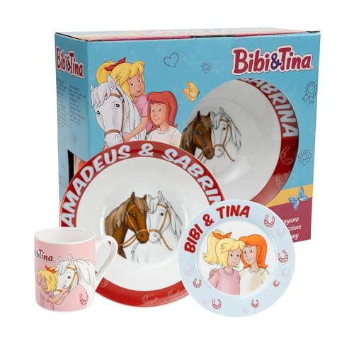 United Labels Bibi & Tina 3-teiliges Geschirrset für Kinder, Rot...