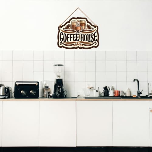 Image of PNF Poster And Frames Coffee House Quote Wall art & Door Hanging Frame For Kitchen, Dining, restaurants Decor | Walland home Decor for Living Room | Room Decor Wall Decor Items For Bedroom | (Wooden, 11x9 Inch,brown)-32-3