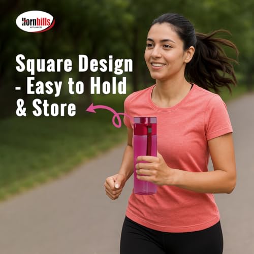 Image of HORNBILLS Aqua Fridge Water Bottle-900ml Each|Durable,Food Grade,Freezer Safe, Unbreakable|Ideal for Office,Gym,School,Travel Hiking Camping & Outdoor|Leak Proof & BPA Free| Everyday Hydration |Pink