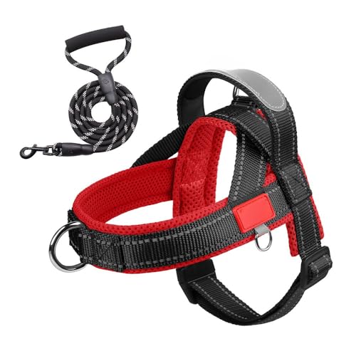 Tuyiutm ハーネス 引っ張り防止 夜間反射 調節可能 シンプル おしゃれ 柔らかい ナイロン 一体型 使いやすい 通気性 丸ロープ 1.5M 人気 喉に優しい お散歩やトレーニングに最適 夏に最適 小型犬 中型犬 大型犬 柴犬 秋田犬 メッシュ素材