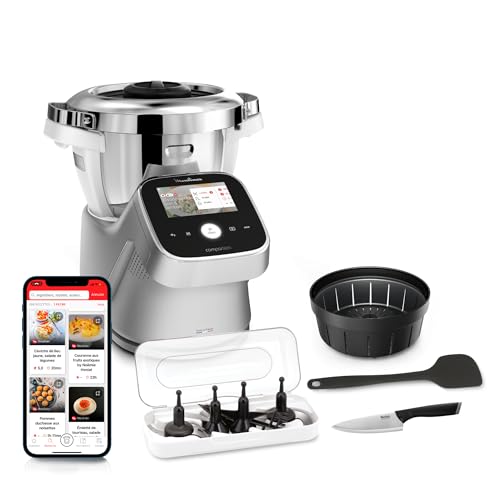 Moulinex I companion touch Pro, Robot cuiseur, 18 modes, 4,5 L, Balance intégrée, Idées de recettes illimitées, Ecran tactile, application exclusive gratuite HF93CCF0