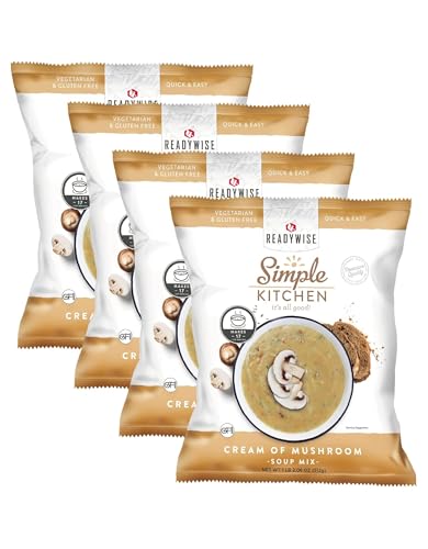 Simple Kitchen Cream of Mushroom Soup Mix – 17 Servings for Meal Prep, Vegetarian, Gluten Free, Dehydrated & Freeze Dried Survival Food for Camping Meals, Backpacking & Hiking, Survival Kit, Pack of 4 Simple Kitchen Cream of Mushroom Soup Mix – 17 Servings for Meal Prep, Vegetarian, Gluten Free, Dehydrated & Freeze Dried Survival Food for Camping Meals, Backpacking & Hiking, Survival Kit, Pack of 4