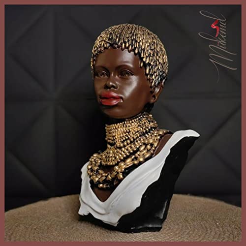 Estatua de busto artesanal Oloorì de Mukemel Designs, arte elegante de 13.8 pulgadas 5