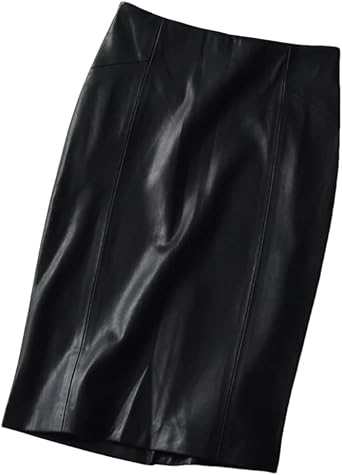 Dvbfufv Women Sexy Soft PU Leather Pencil Midi Skirt Autumn Ladies Slit Faux Leather Pencil Skirt
