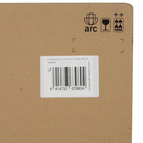 Arcopal Zelie - 12 flache Teller, Opalglas, extra robust, 25 cm, weiß