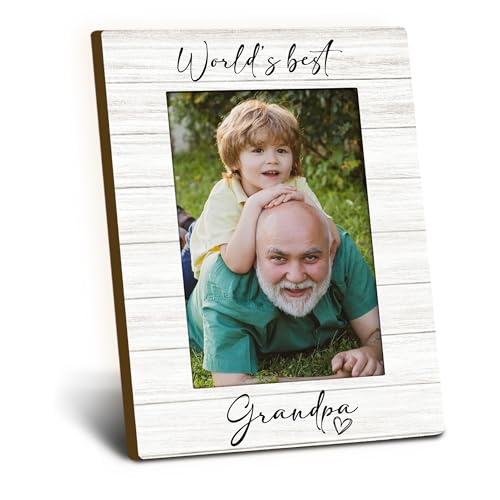 Foyoulame Worlds Best Grandpa Grandpa 4x6 Picture Frame Grandpa Gifts for Fathers Day Birthday Wooden Picture Frame Best Grandfather Gifts Decorative Photo Frames for Table Desk Decor