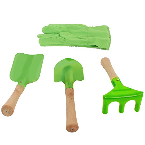 PLANETE PLANTE - Juego de 3 Herramientas de jardinería para niños y Guantes - Herramientas de jardinería - 170516 - Metal - Jardín - Naturaleza - Planta - Juego para niños - A Partir de 3 años.