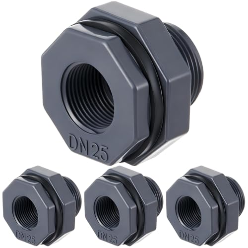 Image of 4 Pcs 1 Inch Bulkhead Fitting PVC Npt Tank Connector