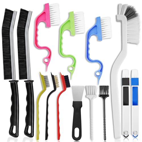 14 Pcs Crevice Cleaning Brush Set Hard Bristle Cleaning Tools for Grout Tile Floors Gaps & Narrow Spaces Multi-Purpose Grout Scrub Brush for Cleaning Bathroom Shower Window Tracks Kitchen