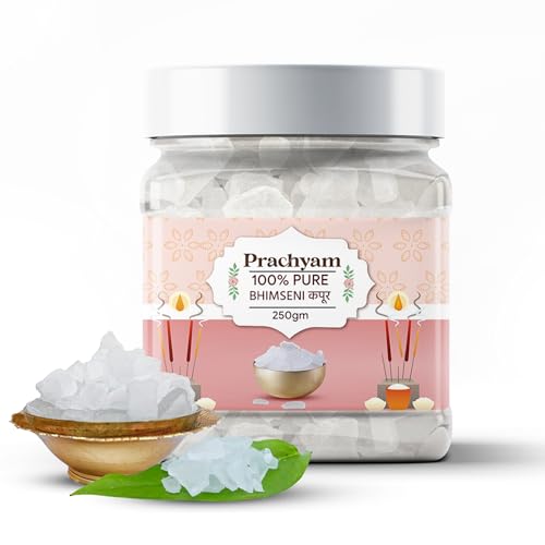 Image of 100% Pure Bhimseni Camphor Flakes 250g Jar | Zero Residue Natural Kapoor for Puja, Havan, Aromatherapy & Air Purification | Authentic Desi Kapur