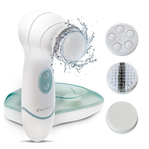 Facial Cleansing Brush MYCARBON IPX5 Waterproof Facial Exfoliating Brush Set 4 In 1 Portable Electric Facial Massager for All Skin Care (Facial brush)