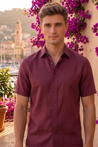 Image of Louis Philippe Men's Regular Fit Easy to Iron Everyday wear Premium Cotton Half Sleeve Solid Formal Shirt