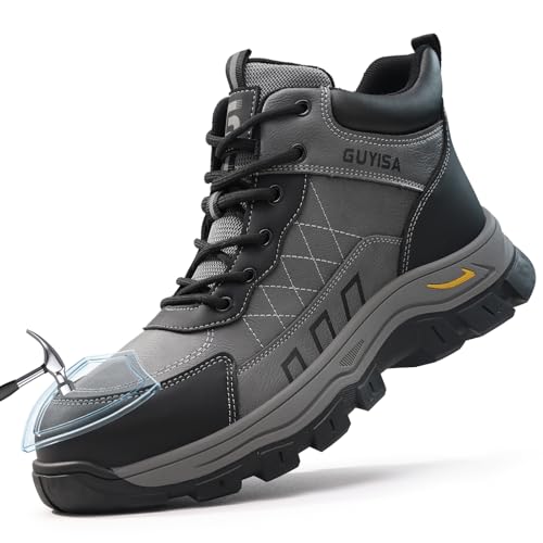 Image of Steel Toe Boots for Men Indestructible High Top Work Shoes for Men Comfortable Safety Shoes Puncture Proof Hiking Construction Shoes Botas de Trabajo para Hombre