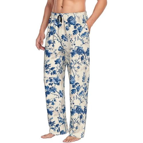 Vintage Toile de Jouy Floral Men's Pajama Pants Comfort Lightweight PJ Bottoms Lounge Pants Sleepwear for Mens Gifts2