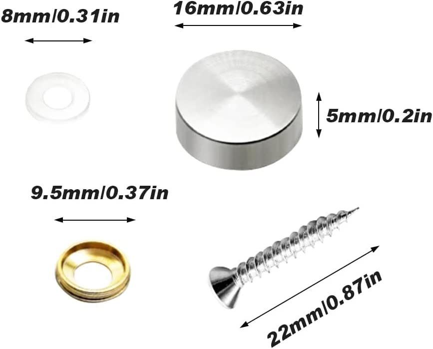 TOP-VIGOR 8Pcs 16mm Mirror Screws - Image 2