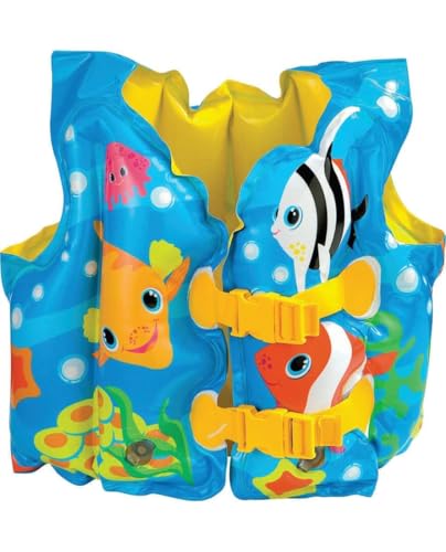 Image of Mini Explorer Inflatable Swim Vest for Kids - Adjustable Safety Float Jacket for Boys Girls, Pool and Beach Swimming Trainer Vest for Toddlers, Lightweight Portable Water Safety Gear