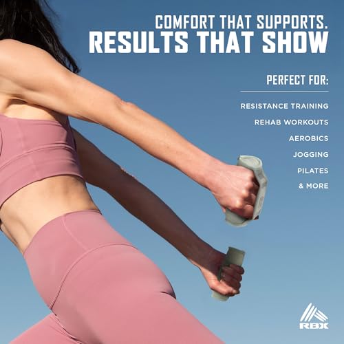 Image of RBX 2lb Walking Weights Pair (1lb Each), Soft Hand Weights with Reflective Safety Straps, Ergonomic Grip & Breathable Fabric, Add Resistance to Walking, Jogging & Aerobics