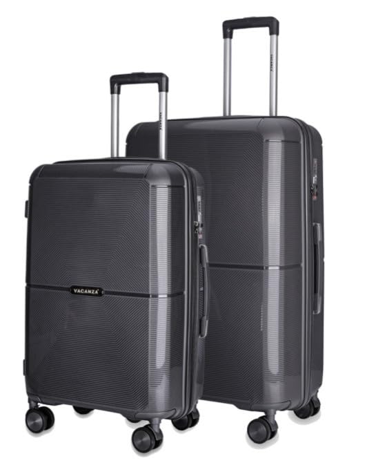 Image of 3G VACANZA Hard-Side Polypropylene Check-in Luggage Set of 2 Grey Trolley Bags (65 & 75 Cm)