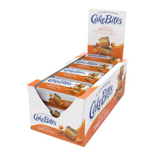 The Original Cakebites by Cookies United, Grab-and-Go Bite-Sized Snack, Harvest Pumpkin Spice, 12 Packs of 3 Cookies