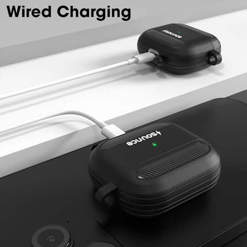 Sounce-Compatible-with-AirPods-Case-Clear-Shockproof-AirPods-TPU-Protective-Cover-with-Keychain-Front-LED-Visible-Supports-Wireless-Charging