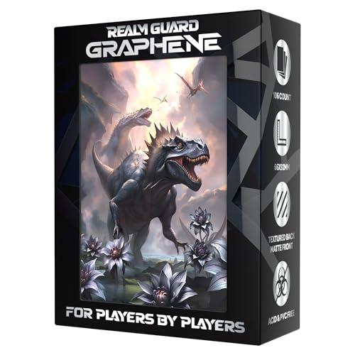 Realm Guard Graphene -100ct Textured Matte TCG/MTG Card Art Sleeves (Black Lotus Dinosaur)