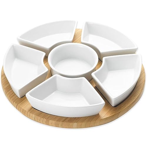 Occasion Rotating Lazy Susan Dip Set with 6 Ceramic Dishes in Colour Box - Image 6