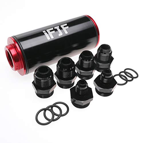 iFJF 50mm Red Filter 100 Micron Cleanable Inline Fuel Filter Mount Universal High
