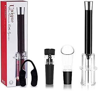 Iadong Wine Opener Set, Easy Open Fast Air Pressure Wine Cork Remover Wine Accessory Tool Handheld Bottle Corkscrew with Wine Pourer, Foil Cutter and Vacuum Stopper