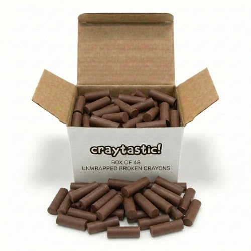 Craytastic! Bulk Unwrapped Crayons Pieces (Brown) - Box of 144 Pieces = 48 Full Size for Crafting, Parties, Kids - Broken Crayons, Paperless - Safety Tested Compliant with ASTM D-4236