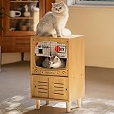 MewooFun Cat House Cat Bed for Indoor Cats Wooden Cat TV Furniture Cat Condo Bedside Table Sturdy...