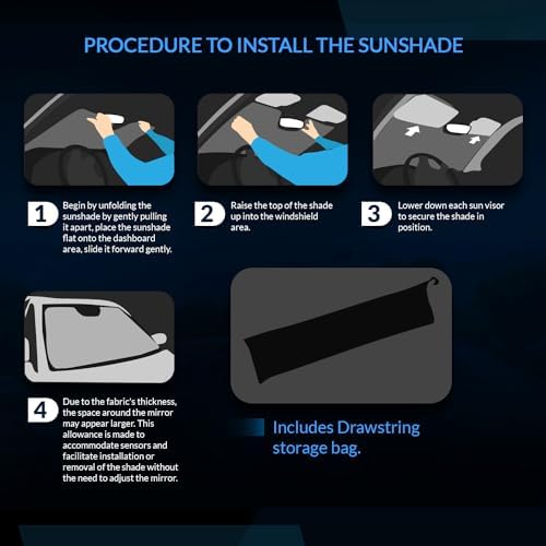 Front Car Windshield Sun Shade Compatible with 08-14 Mercedes W204 C230 C280 C300 | Custom Fit Visor Accordion Fold Style Sun Protector | Silver & Grey 1-pc Set | SS-231 - 5