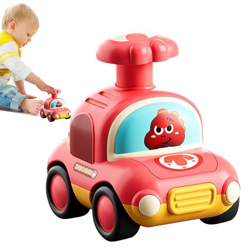 Coche Push and Go, Coche Push Top | Coche de Juguete de Empuje de Dibujos Animados | Diseño de Dibujos Animados pequeño Press Go Car con Silbato para niños, pequeño Coche de Empuje para niñas y niños