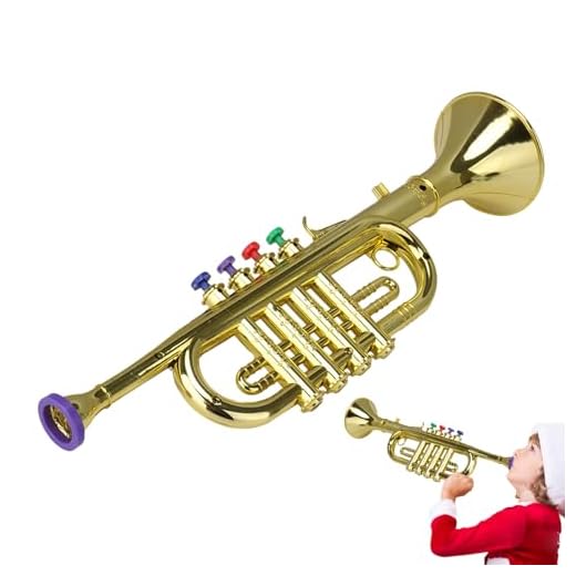 Trompeta De Juguete para Niños | Juguete Ligero con Sonido De Jazz | Cuerno De Simulación De Cuatro Notas Revestido | Trompeta De Simulación Educativa | para Niños Niñas Hogar Aula | 37x10x9cm