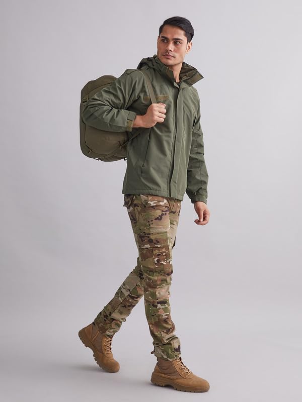 Image of MOUNTMILLER Men's Airshell Hooded Tactical Wind Jacket | Water-Repellent, Multi-Pocket, Abrasion-Resistant - Perfect for Outdoor Activities, Hiking, and Trekking