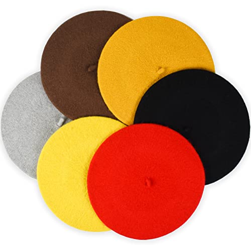 Image of Jolbndcv 6PCS Beret, French Beanie, Outdoor, Winter, Fashion Lady Hat | One Size Fits Most,Solid Color,Stretchable,for All Season