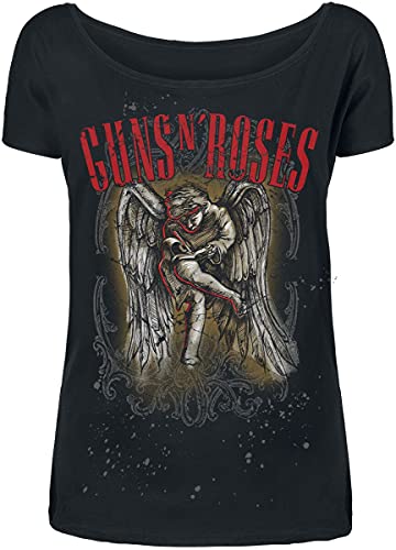Guns N' Roses Sketched Cherub Mujer Camiseta Negro S 100% algodón Ancho