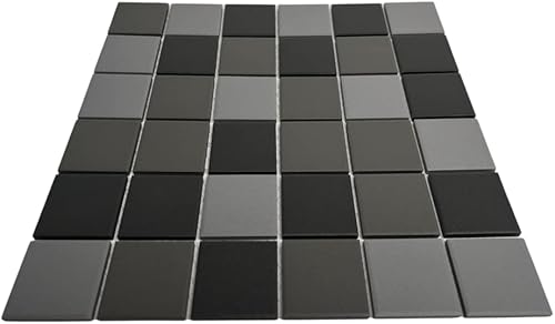 Miniatura 6 de Azulejo de mosaico cuadrado de porcelana gris de 1-78 pulgadas sin esmaltar para suelos de baño, paredes, salpicaduras de cocina y piscina, juego de