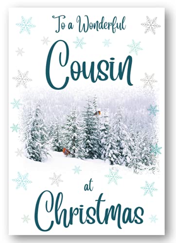 Second Ave Cousin Weihnachtskarte 'Winterszene' – 210x148 Mm, 350 G/m² Leinenkarton, Mit Umschlag