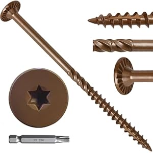Wood Screws #14 x 10 Inch, 54Pcs Structural Deck Screws with Upgraded Thread, Heavy Duty Construction Lag Screws, Rust Resistant Outdoor Exterior Wood Long Screw, Torx Drive, T30 Star Bit Included
