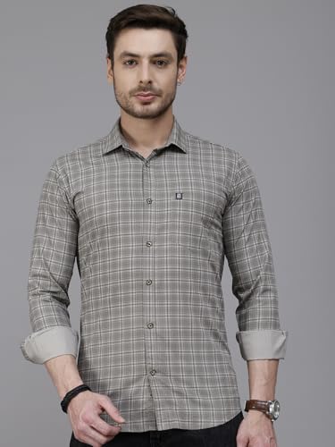 Image of Majestic Man Men Comfort Slim Fit Opaque Checked Cotton Casual Shirt