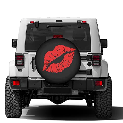 Image of Red Lips Spare Tire Cover Dust-Proof Wheel Tire Cover Fit Trailer, RV, SUV and Many Vehicle 15 Inch