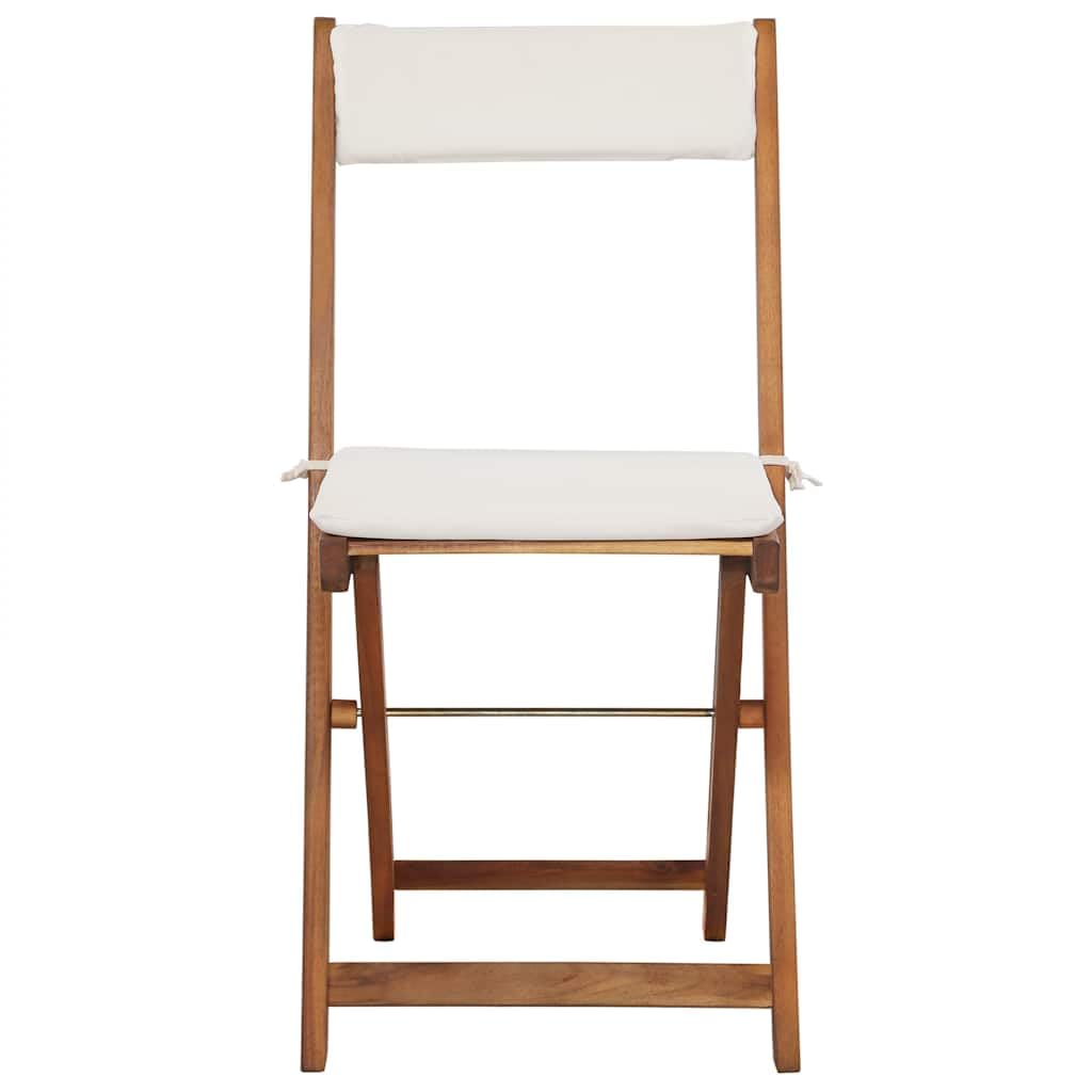 Ensemble de bistro pliable 3 pièces avec coussins en bois d'acacia massif