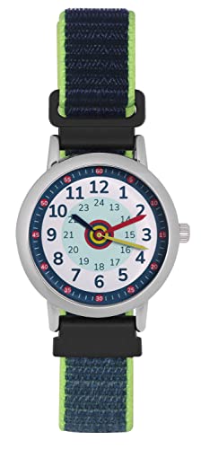 Anio3 Armbanduhr mit Kinderquiz - Set aus Kinder Lernuhr und Kartenspiel ab 6 Jahre, wasserdicht bis 5 bar, Kinderuhr Bundle mit Aurora-Blue