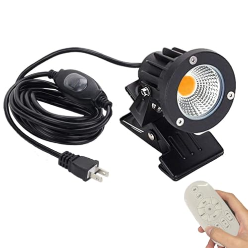 Kiven Remote Control Outdoor IP65 Waterproof Spotlight Smart Timing Flood Light with Switch 9.84ft Power Plug Cord Stepless Dimming Color Changing Clip Light Indoor Desk Lamp- 7W