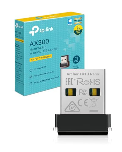 TP-Link Archer TX1U Nano Clé USB Wi-FI 6 AX300, Double Bande 2,4 GHz, Ultra-Compact, MU-MIMO, Mode...