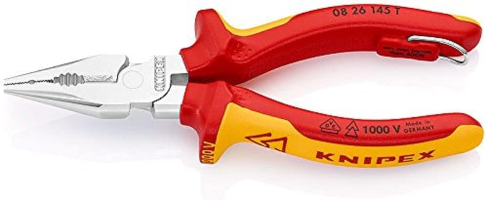 08 26 145 T Needle-Nose Combination Pliers 5, 71" VDE-Tested with Tether Attachment Pt