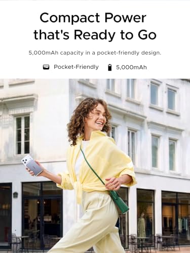 Image of UGREEN Magflow Air QI2 Power Bank, 8.6mm Ultra-Slim 5000mAh Magnetic Battery, 20W PD Fast Charging Portable Charger, MagSafe-Compatible External Battery for iPhone 17 /16 /15 /14 Series, Grey